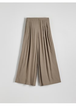 Reserved - Szerokie spodnie z wiskozy - brązowy ze sklepu Reserved w kategorii Spodnie damskie - zdjęcie 173118890