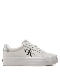 Calvin Klein Jeans Sneakersy Vulc Flatform Laceup Lth YW0YW01474 Biały ze sklepu MODIVO w kategorii Trampki damskie - zdjęcie 173119894