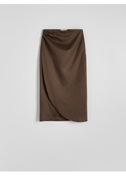 Reserved - Kopertowa spódnica midi z lnu - brązowy ze sklepu Reserved w kategorii Spódnice - zdjęcie 173120890