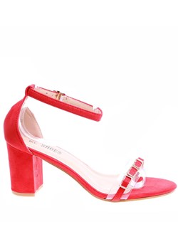 Czerwone sandały damskie na obcasie /G5-2 16332 T142/ ze sklepu Pantofelek24.pl w kategorii Sandały damskie - zdjęcie 173120982