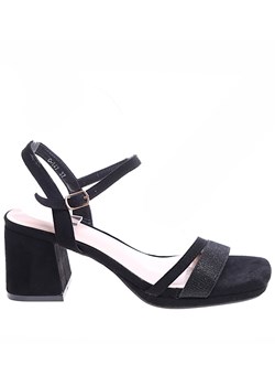 Wizytowe czarne sandały na klocku /B5-3 16340 G241/ ze sklepu Pantofelek24.pl w kategorii Sandały damskie - zdjęcie 173121003
