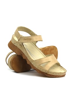 Skórzane sandały damskie  - HELIOS Komfort 248, jasnobeżowe ze sklepu ulubioneobuwie w kategorii Sandały damskie - zdjęcie 173121043