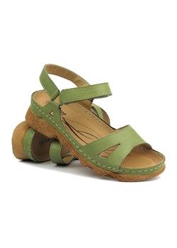 Skórzane sandały damskie na platformie - HELIOS Komfort 248, zielone ze sklepu ulubioneobuwie w kategorii Sandały damskie - zdjęcie 173121062