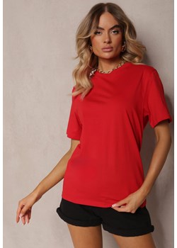 Czerwona Bawełniana Koszulka bez Zdobień Rakilda ze sklepu Renee odzież w kategorii Bluzki damskie - zdjęcie 173121140