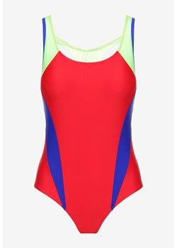 Czerwony Strój Kąpielowy Jednoczęściowy na Ramiączkach z Kolorowymi Elementami Vikkisha ze sklepu Renee odzież w kategorii Stroje kąpielowe - zdjęcie 173121154