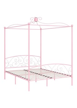 Różowe małżeńskie łóżko rustykalne 160x200 cm - Orfes ze sklepu Edinos.pl w kategorii Łóżka i materace - zdjęcie 173121212
