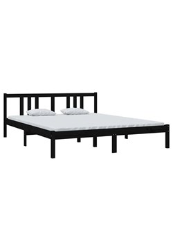 Czarne drewniane łóżko z zagłówkiem 160x200 cm - Kenet 6X ze sklepu Edinos.pl w kategorii Łóżka i materace - zdjęcie 173121302