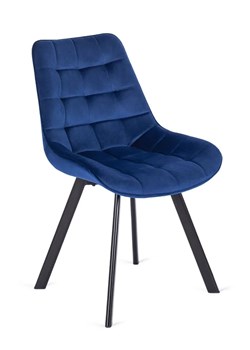 Granatowe pikowane welurowe krzesło - Ivos ze sklepu Edinos.pl w kategorii Krzesła - zdjęcie 173121443