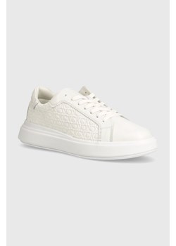 Calvin Klein sneakersy skórzane HM0HM01498 kolor biały LOW TOP LACE UP LTH MONO ze sklepu ANSWEAR.com w kategorii Buty sportowe męskie - zdjęcie 173122951