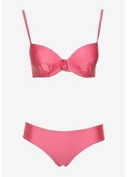 Różowe Dwuczęściowe Bikini Biustonosz z  Aplikacją Majtki Typu Figi Vikrria ze sklepu Born2be Odzież w kategorii Stroje kąpielowe - zdjęcie 173123934