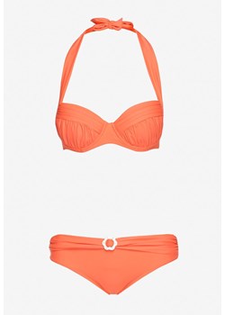 Pomarańczowe 2-Częściowe Bikini  Stanik Zapinany na Szyi Majtki z Ozdobną Aplikacją Peviana ze sklepu Born2be Odzież w kategorii Stroje kąpielowe - zdjęcie 173123942