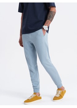 Męskie spodnie dresowe typu jogger - niebieskie V7 OM-PABS-0173 ze sklepu ombre w kategorii Spodnie męskie - zdjęcie 173125400