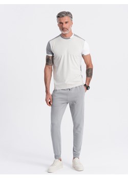 Męskie spodnie dresowe typu jogger - szare V8 OM-PABS-0173 ze sklepu ombre w kategorii Spodnie męskie - zdjęcie 173125412