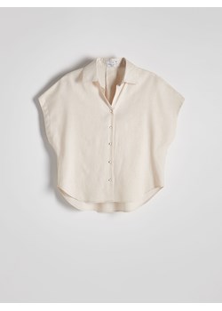 Reserved - Koszula z lnem - beżowy ze sklepu Reserved w kategorii Koszule damskie - zdjęcie 173126820