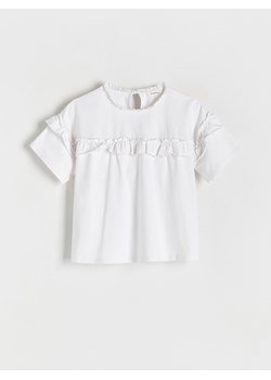 Reserved - T-shirt z falbaną - złamana biel ze sklepu Reserved w kategorii Bluzki dziewczęce - zdjęcie 173126851