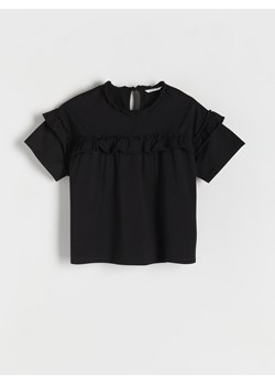 Reserved - T-shirt z falbaną - czarny ze sklepu Reserved w kategorii Bluzki dziewczęce - zdjęcie 173126854