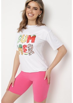 Różowo-Biały   Komplet  z T-shirtem i Szortami Typu Kolarki Tiimavee ze sklepu Born2be Odzież w kategorii Komplety i garnitury damskie - zdjęcie 173127150