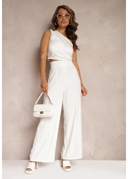 Białe Garniturowe Szerokie Spodnie High Waist Rissetto ze sklepu Renee odzież w kategorii Spodnie damskie - zdjęcie 173127730