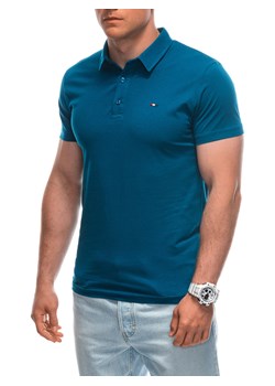 Koszulka męska Polo bez nadruku 1940S - turkusowa ze sklepu Edoti w kategorii T-shirty męskie - zdjęcie 173127950