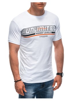 T-shirt męski z nadrukiem 1944S - biały ze sklepu Edoti w kategorii T-shirty męskie - zdjęcie 173127953