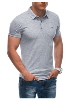 Koszulka męska Polo bez nadruku 1940S - szara ze sklepu Edoti w kategorii T-shirty męskie - zdjęcie 173128002