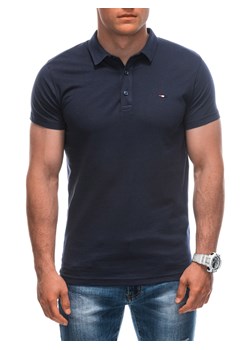Koszulka męska Polo bez nadruku 1940S - granatowa ze sklepu Edoti w kategorii T-shirty męskie - zdjęcie 173128022