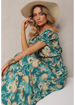 Ciemnozielona Sukienka z Bawełny z Gumką w Talii Baletta ze sklepu Renee odzież w kategorii Sukienki - zdjęcie 173129604