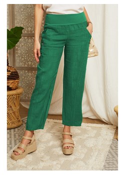 Lin Passion Lniane spodnie w kolorze zielonym ze sklepu Limango Polska w kategorii Spodnie damskie - zdjęcie 173130451