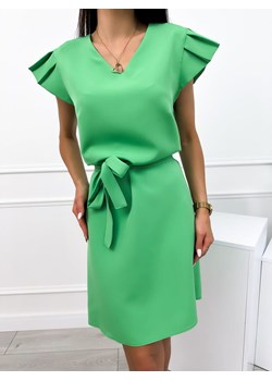 Zielona Sukienka z Ozdobnym Rękawkiem ze sklepu ModnaKiecka.pl w kategorii Sukienki - zdjęcie 173131532