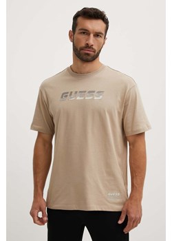 Guess t-shirt bawełniany HOZIER męski kolor beżowy z nadrukiem Z4YI07 I3Z14 ze sklepu ANSWEAR.com w kategorii T-shirty męskie - zdjęcie 173133054
