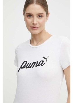 Puma t-shirt bawełniany damski kolor beżowy 679315 ze sklepu ANSWEAR.com w kategorii Bluzki damskie - zdjęcie 173133560