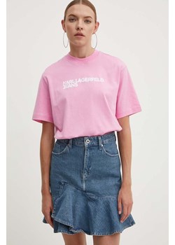 Karl Lagerfeld Jeans t-shirt bawełniany damski kolor różowy ze sklepu ANSWEAR.com w kategorii Bluzki damskie - zdjęcie 173133570