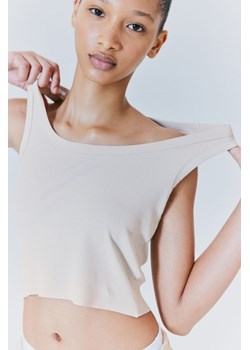 H & M - Krótki top bez rękawów - Beżowy ze sklepu H&M w kategorii Bluzki damskie - zdjęcie 173134830