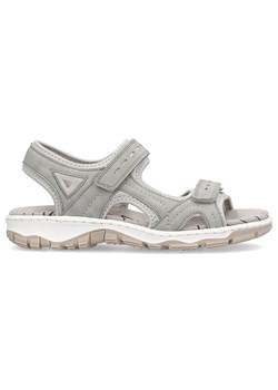 Komfortowe sandały damskie sportowe na rzepy szare Rieker 68866-40 ze sklepu ButyModne.pl w kategorii Sandały damskie - zdjęcie 173134984