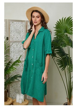 Lin Passion Lniana sukienka w kolorze zielonym ze sklepu Limango Polska w kategorii Sukienki - zdjęcie 173135651