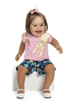 Komplet dziewczęcy na lato t-shirt z kotkiem i spodenki ze sklepu 5.10.15 w kategorii Komplety niemowlęce - zdjęcie 173136190