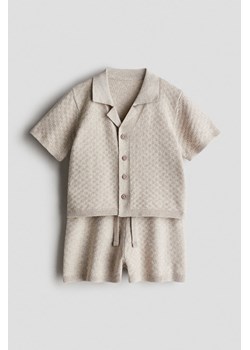 H & M - Komplet z bawełnianej dzianiny 2-częściowy - Brązowy ze sklepu H&M w kategorii Odzież dla niemowląt - zdjęcie 173137854