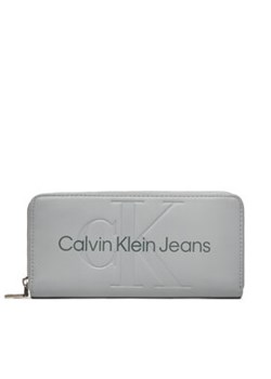Calvin Klein Jeans Duży Portfel Damski Sculpted Zip Around Mono K60K607634 Szary ze sklepu MODIVO w kategorii Portfele damskie - zdjęcie 173139103