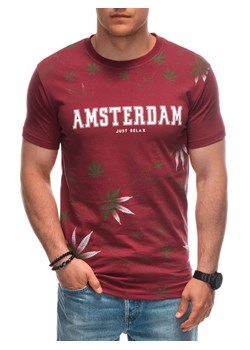 T-shirt męski z nadrukiem 1958S - czerwony ze sklepu Edoti w kategorii T-shirty męskie - zdjęcie 173139131