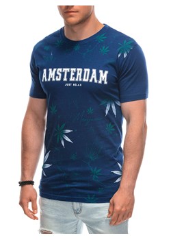 T-shirt męski z nadrukiem 1958S - niebieski ze sklepu Edoti w kategorii T-shirty męskie - zdjęcie 173139151