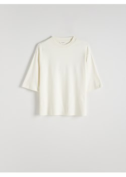 Reserved - Gładki T-shirt oversize - złamana biel ze sklepu Reserved w kategorii T-shirty męskie - zdjęcie 173140012