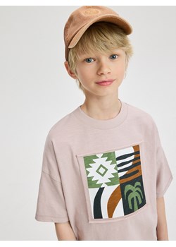 Reserved - T-shirt oversize z aplikacją - jasnofioletowy ze sklepu Reserved w kategorii T-shirty chłopięce - zdjęcie 173140211