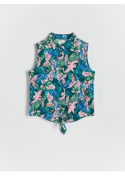 Reserved - Wzorzysta koszula - ciemnozielony ze sklepu Reserved w kategorii Koszule dziewczęce - zdjęcie 173140244