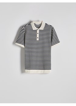 Reserved - Koszulka polo regular w paski - granatowy ze sklepu Reserved w kategorii T-shirty męskie - zdjęcie 173140252