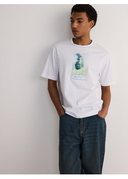 Reserved - T-shirt oversize z nadrukiem - biały ze sklepu Reserved w kategorii T-shirty męskie - zdjęcie 173140254