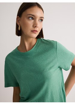 Reserved - T-shirt z wiskozą i lnem - jasnozielony ze sklepu Reserved w kategorii Bluzki damskie - zdjęcie 173140271