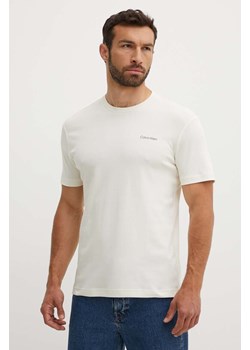 Calvin Klein t-shirt bawełniany męski kolor beżowy gładki K10K109894 ze sklepu ANSWEAR.com w kategorii T-shirty męskie - zdjęcie 173140604