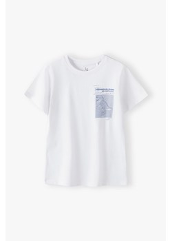 Biały t-shirt dla chłopca bawełniany z nadrukiem ze sklepu 5.10.15 w kategorii T-shirty chłopięce - zdjęcie 173141670