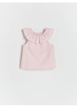 Reserved - T-shirt z falbaną - różowy ze sklepu Reserved w kategorii Bluzki dziewczęce - zdjęcie 173153980