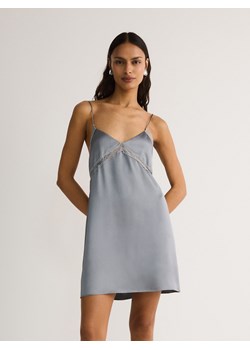 Reserved - Satynowa sukienka mini - jasnoniebieski ze sklepu Reserved w kategorii Sukienki - zdjęcie 173154141